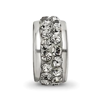 Sterling Silver Reflections Silver/Grey Double Row Preciosa Crystal Bead