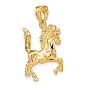 14k Yellow Gold 3D Horse Pendant