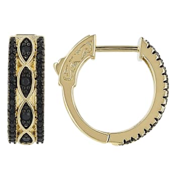 Black Spinel Hoop Earrings In 18K Gold Over Sterling Silver 0.46ctw