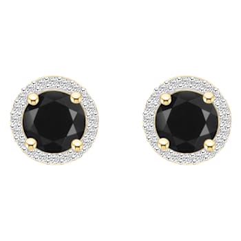 6mm Round Black Onyx And Created White Sapphire 10k Yellow Gold Halo
Stud Earrings