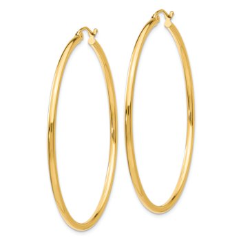 14k Yellow Gold Polished 1 15/16" Tube Hoop Earrings