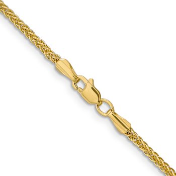 14k Yellow Gold 2mm 3-Wire Wheat Link 24 Inch Chain