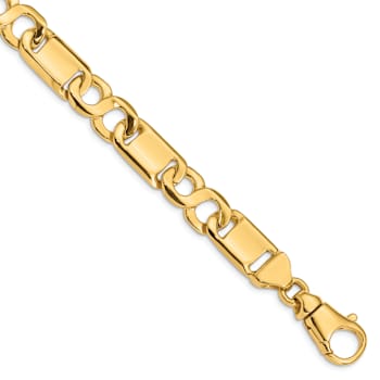 10k Yellow Gold 10.4mm Hand-polished Fancy Link Bracelet