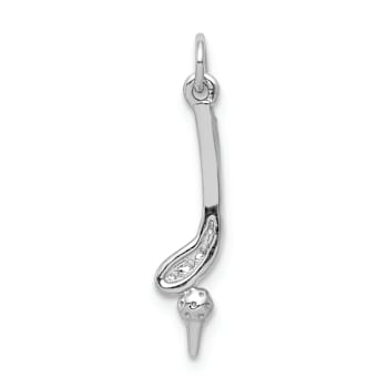 Rhodium Over 14k White Gold Textured Diamond Golf Club and Ball Pendant