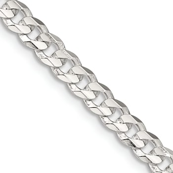 Sterling Silver 4.5mm Concave Beveled Curb Chain Bracelet