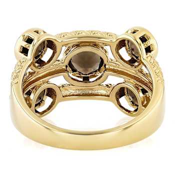 Smoky Quartz Multi-Row Ring In 18K Gold Over Sterling Silver 1.21ctw