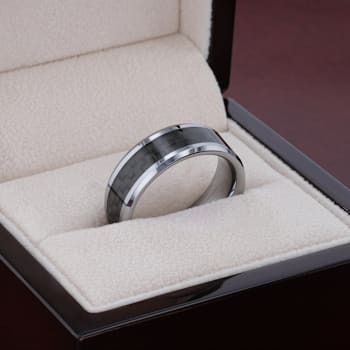 MAXIMUS Black Carbon Fiber Inlay Tungsten Carbide Wedding Band 8mm
