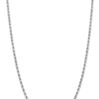 Rhodium Over 14k White Gold 3.75mm Solid Diamond-Cut Rope 24 Inch Chain