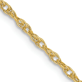 18K Yellow Gold 1.3mm Solid Baby Rope 16 Inch Chain