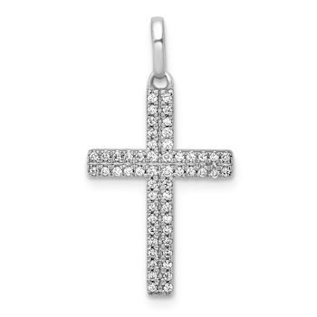 Rhodium Over 14k White Gold Diamond Cross Pendant