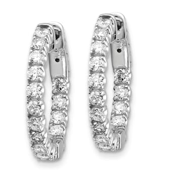 Rhodium Over 14K White Gold Oro Spotlight Lab Grown Diamond SI+, H+,
Hoop with Safety Clasp Earrings