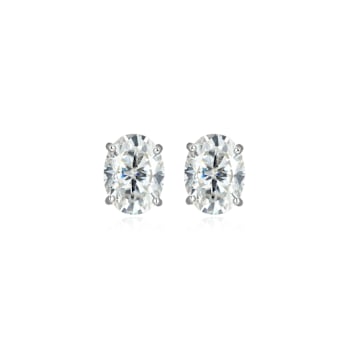 Oval Moissanite Platineve Stud Earrings 3.00ctw DEW