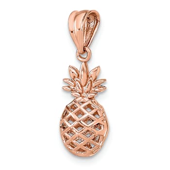 14k Rose Gold Polished and Textured 3D Pineapple Pendant