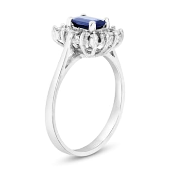 0.70ctw Sapphire and Diamond Ring in 14k White Gold