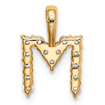 14K Yellow Gold Lab Grown Diamond Letter M Initial Pendant