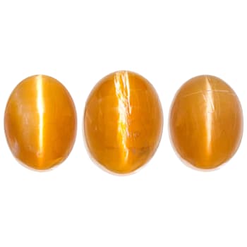 Fire Opal Cat's Eye Oval Matched Set of 3 5.60ctw