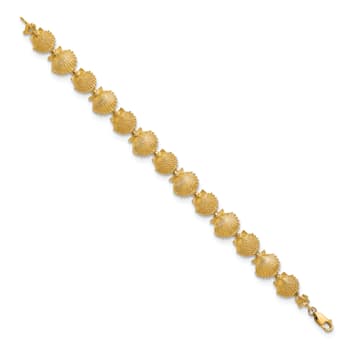 14k Yellow Gold Textured Shells Link Bracelet