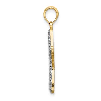 14K Two-tone Gold  Diamond-Cut and Textured Starfish with Star Charm