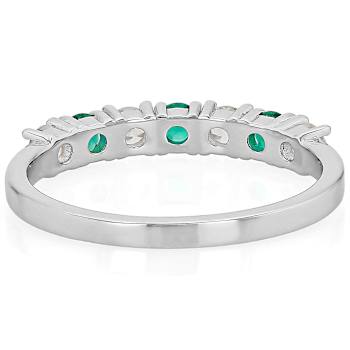 Lab-Created Emerald And White Sapphire Band Ring In Platinum Over
Sterling Silver