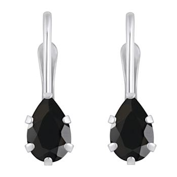 6x4mm Pear Shape Black Onyx Rhodium Over 10k White Gold Drop Earrings