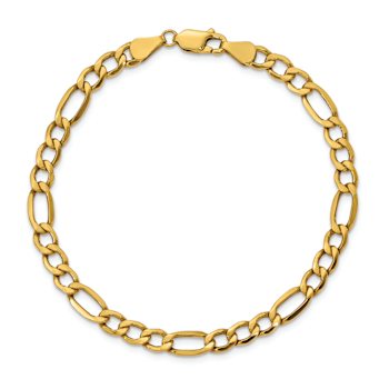 10k Yellow Gold 5.35mm Figaro Link Bracelet