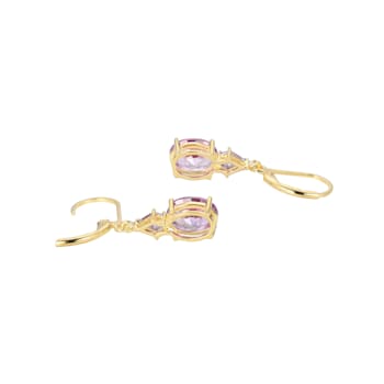 Lab Created Alexandrite Sapphire 18k Yellow Gold Over Silver June
Birthstone Earrings 3.89ctw