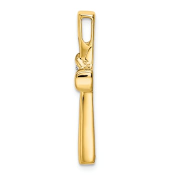 14k Yellow Gold Polished Diamond Cross Chain Slide Pendant