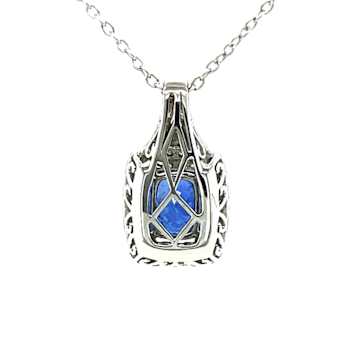 2.86 Ctw Sapphire and 0.71 Ctw White Diamond Pendant in 14K WG
