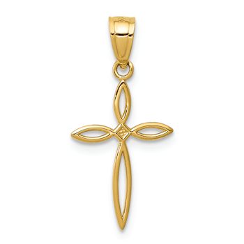 14k Yellow Gold 3D Passion Cross Charm