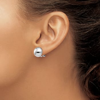 Rhodium Over 14k White Gold 12mm Polished Non-pierced Stud Earrings