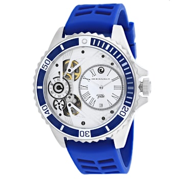 Oceanaut Men's Tide White Dial, Blue Rubber Strap Watch