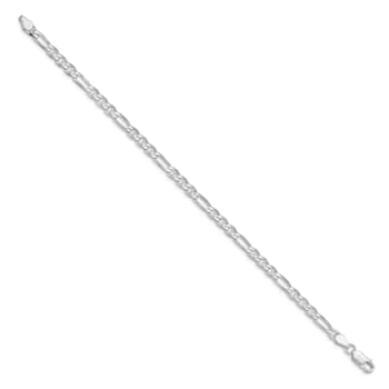 Rhodium Over Sterling Silver 3.75mm Figaro Anchor Chain Bracelet