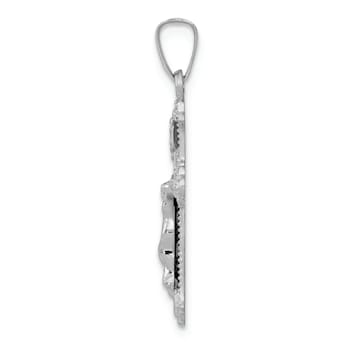 Rhodium Over 14K White Gold Polished INRI Crucifix Pendant