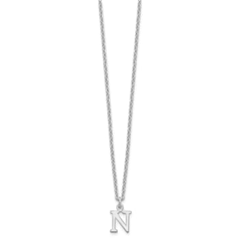 Rhodium Over Sterling Silver Cutout Letter N  Initial Necklace