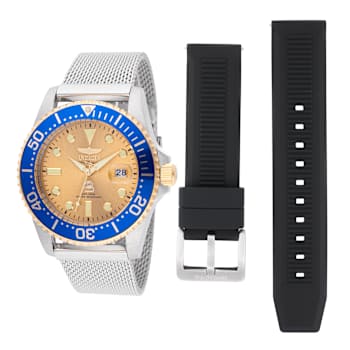 Invicta Pro Diver 42mm Yellow Dial Silicone, Stainless Steel Band Quartz Watch