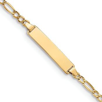 14k Yellow Gold Polished Figaro link ID Bracelet