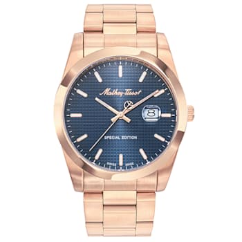 Mathey Tissot Men's Classic Blue Dial Rose Stainless Steel Watch