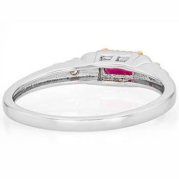 Ruby And Lab-Grown Diamond Ring In 18K Gold Over Sterling Silver 0.40ctw