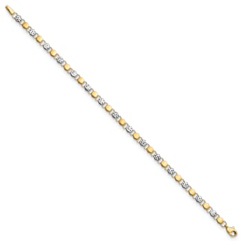 14K Two-tone Gold Diamond-Cut Fancy Link Bracelet