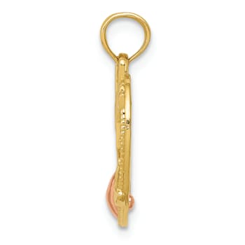 14K Two-tone Number 1 WIFE in Heart with Heart Pendant