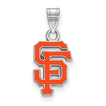 Rhodium Over Sterling Silver MLB San Francisco Giants LogoArt Enameled Pendant