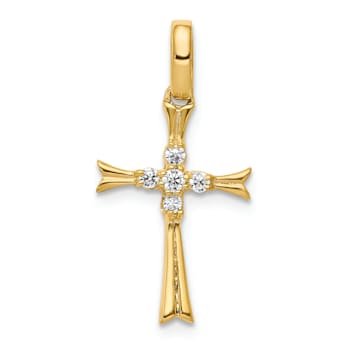 14K Yellow Gold 1/15ct. Diamond Cross Pendant