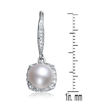 Pear Shape Pearl Simulant Drop Earrings In Sterling Silver