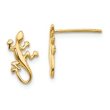 14K Yellow Gold Polished Gecko Stud Earrings