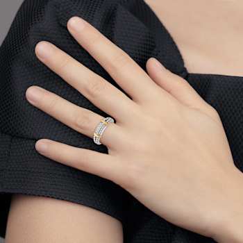 Sterling Silver Antiqued with 14K Accent Diamond Ring