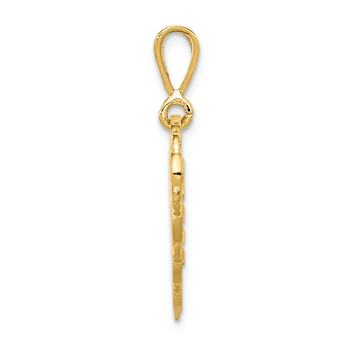 14k Yellow Gold Textured Reversible For My Daughter Heart Pendant