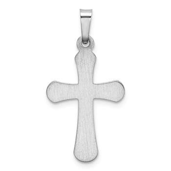 Rhodium Over 14k White Gold Polished Rounded Cross Pendant