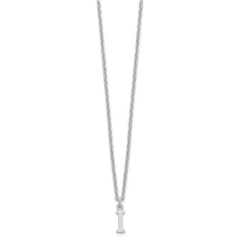 Rhodium Over Sterling Silver Cutout Letter I Initial Necklace