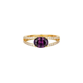 Purple And White Cubic Zirconia 18K Gold Over Sterling Silver Ring 2.41ctw