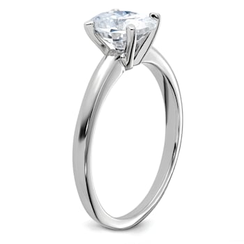 Rhodium Over 14K White Gold 1 1/2 ct. G H I True Light Oval Moissanite
Solitaire Ring